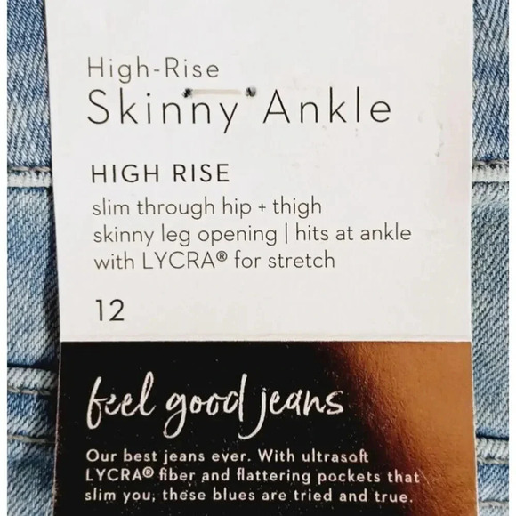 LC Lauren Conrad high rise skinny ankle size 12 light blue distressed jeans - Picture 8 of 8
